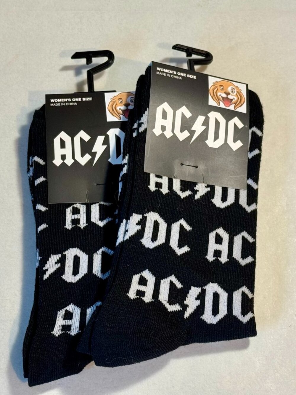 2 Pairs AC/DC Novelty Crew Socks Size 6-12/13 OSFM